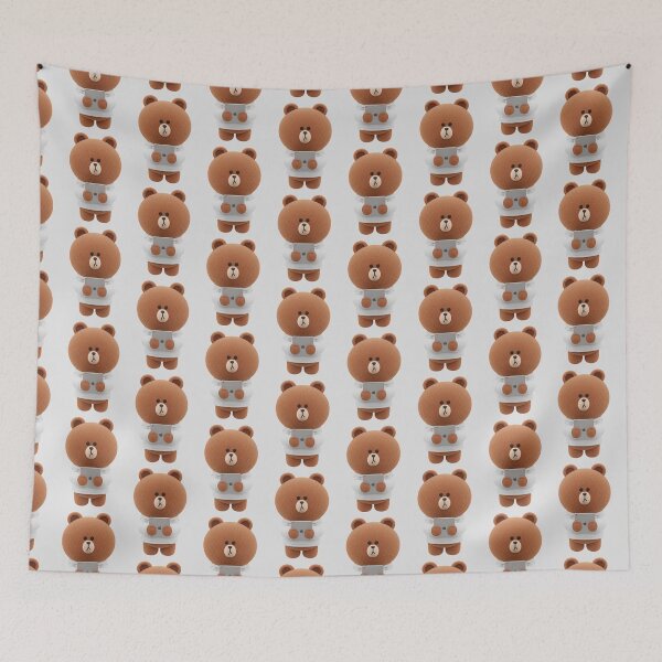 Item preview, LINE Friends Brown Bear Cozy on iPad - Little Bear in White Sweater - Kawaii Minimalist Style for Study and Tech designed and sold by William Cano.