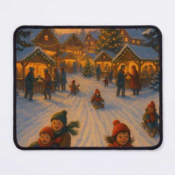 Item preview, Christmas Village Tobogganing Cozy Winter Festival Art designed and sold by Buzzink.