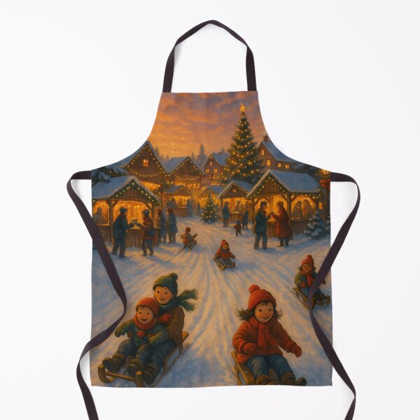 Item preview, Christmas Village Tobogganing Cozy Winter Festival Art designed and sold by Buzzink.