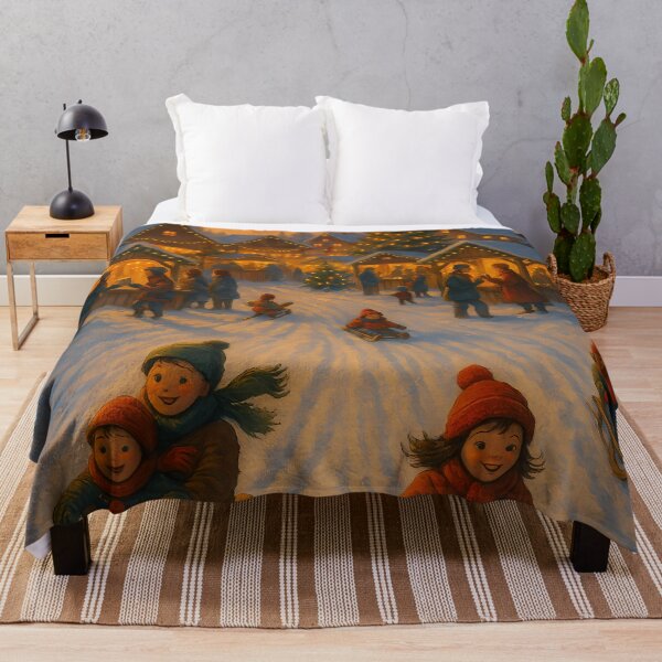 Item preview, Christmas Village Tobogganing Cozy Winter Festival Art designed and sold by Buzzink.