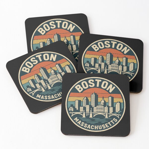 Item preview, Boston Massachusetts Retro Skyline Badge designed and sold by American Travels.