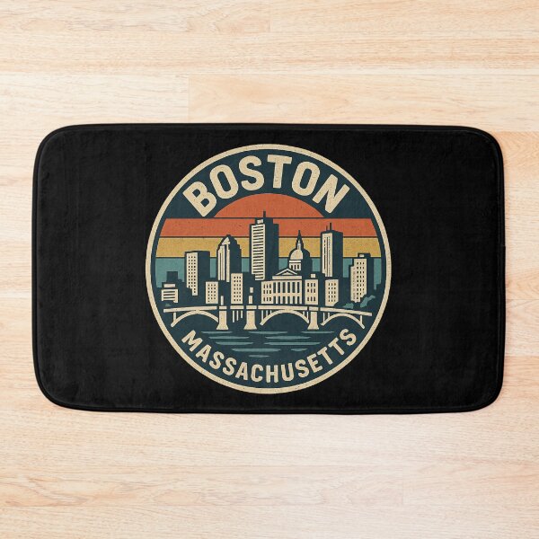 Item preview, Boston Massachusetts Retro Skyline Badge designed and sold by American Travels.