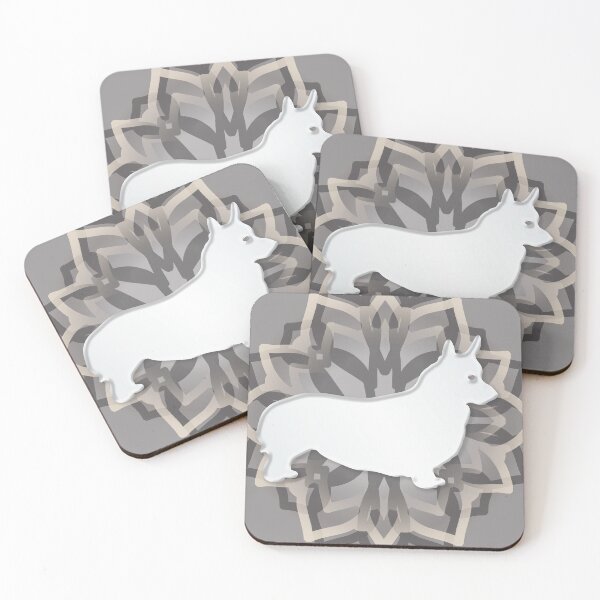 Item preview, White and Grey Corgi Mandala Body Silhouette designed and sold by DuFauna.