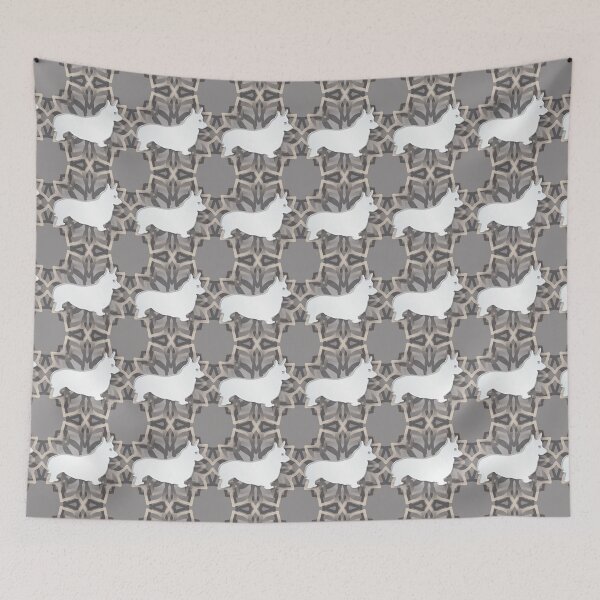 Item preview, White and Grey Corgi Mandala Body Silhouette designed and sold by DuFauna.