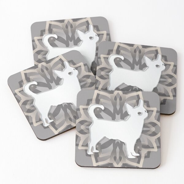 Item preview, White and Grey Chihuahua Mandala Body Silhouette designed and sold by DuFauna.