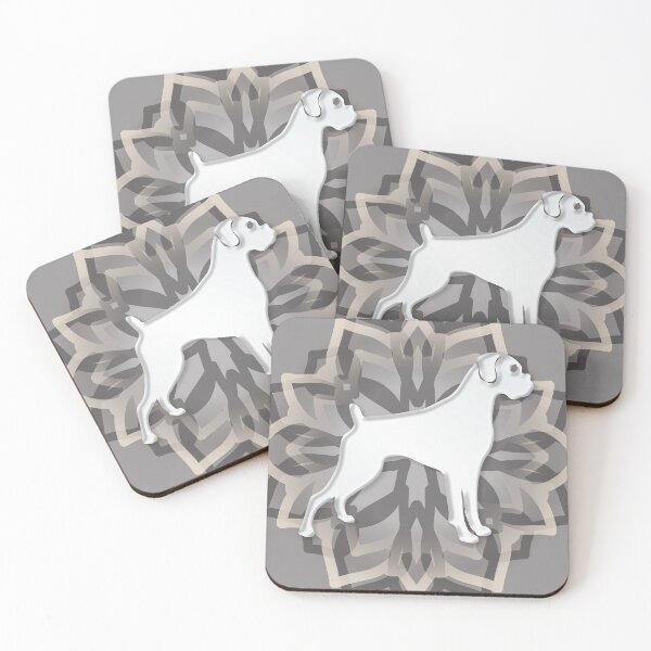 Item preview, White and Grey Boxer Mandala Body Silhouette designed and sold by DuFauna.