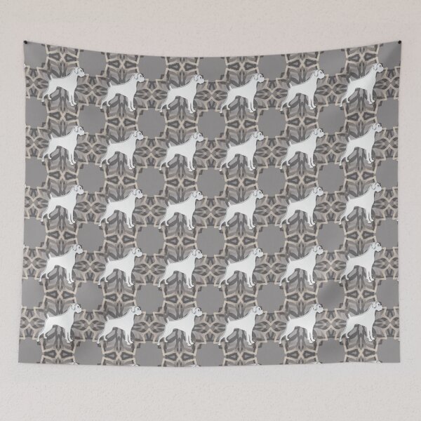 Item preview, White and Grey Boxer Mandala Body Silhouette designed and sold by DuFauna.