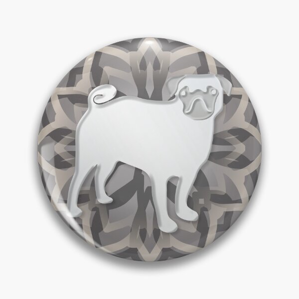 Item preview, White-Grey Pug Mandala designed and sold by DuFauna.