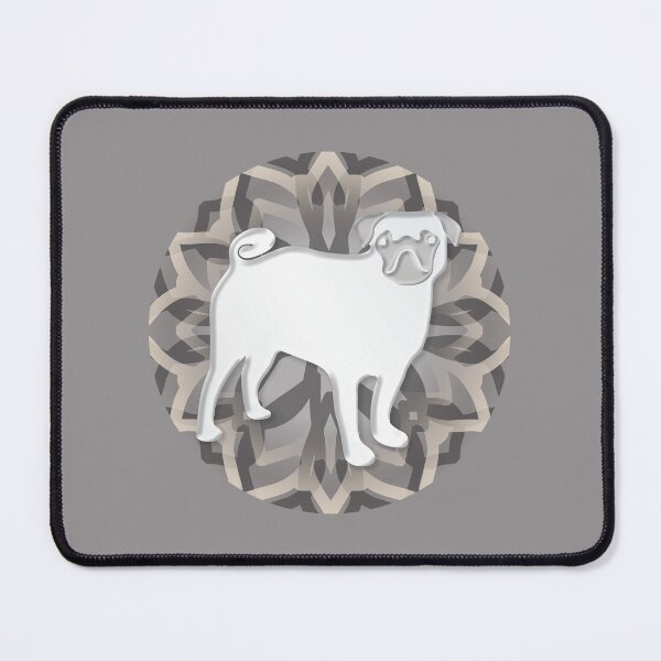 Item preview, White-Grey Pug Mandala designed and sold by DuFauna.