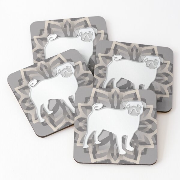 Item preview, White-Grey Pug Mandala designed and sold by DuFauna.