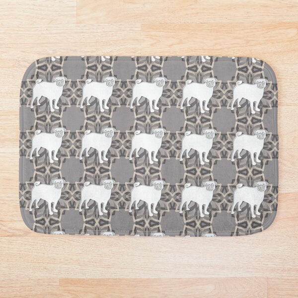 Item preview, White-Grey Pug Mandala designed and sold by DuFauna.