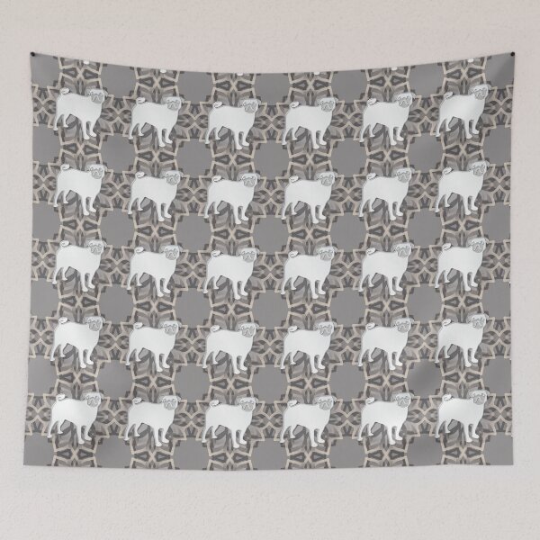 Item preview, White-Grey Pug Mandala designed and sold by DuFauna.