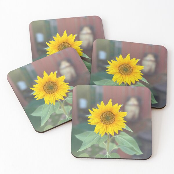 Item preview, “Sunlit Sunflower with Rustic Background” designed and sold by TrisaThyme.