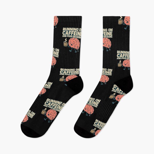 Item preview, Running on Caffeine and Poor Decisions – Funny Coffee Brain Design designed and sold by AddictiveDesign.