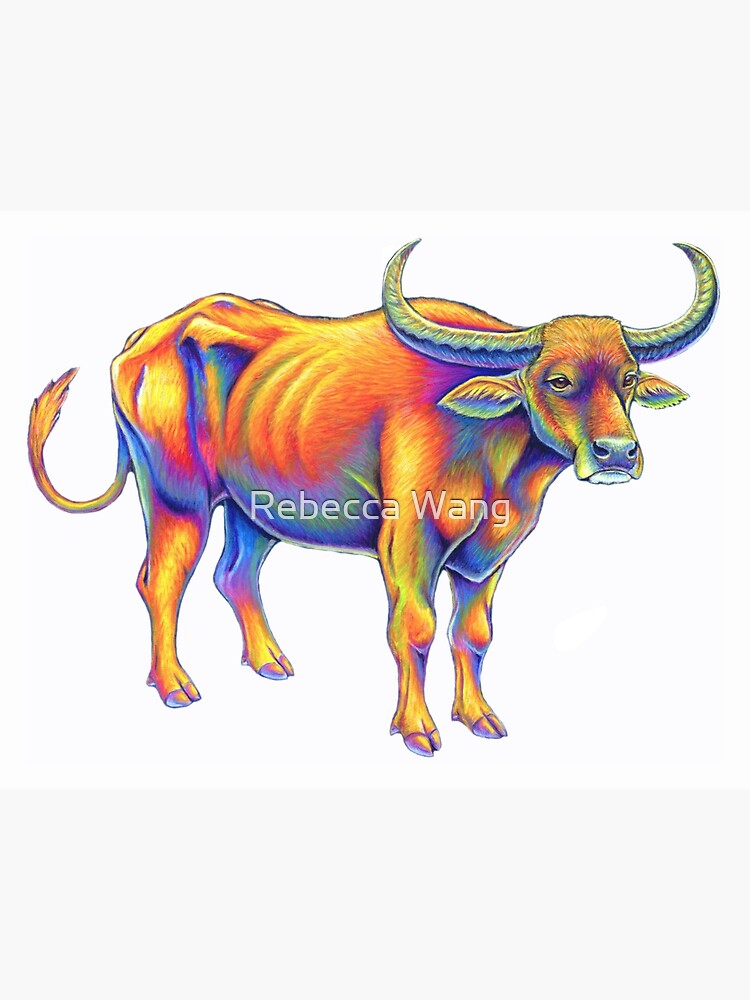 Psychedelic Rainbow Water Buffalo Ox Bull by lioncrusher