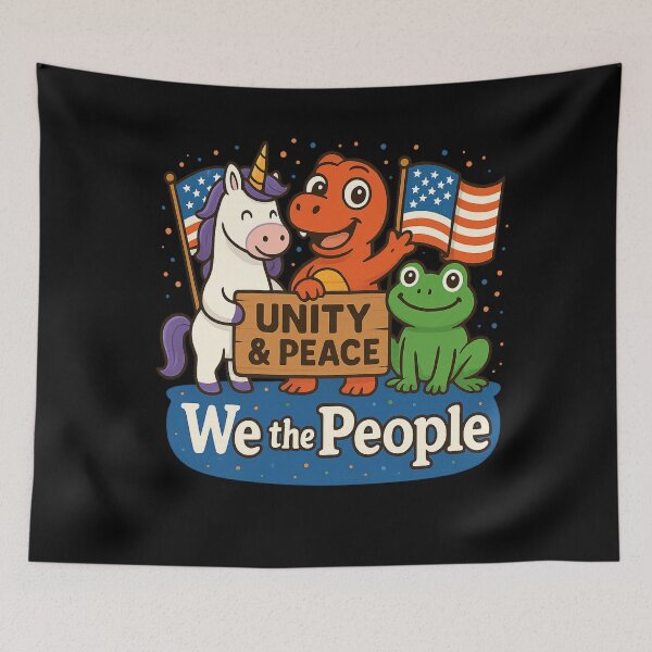 Item preview, Unity & Peace – Patriotic Cartoon Animals Together for America designed and sold by DailyDrivesct.