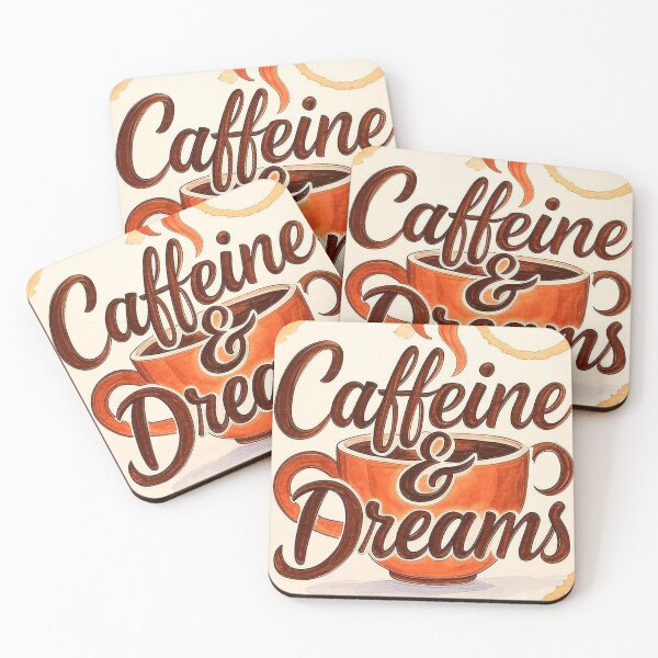 Item preview, Caffeine & Dreams Watercolor Quote T-Shirt - Sassy Coffee Stains Typography designed and sold by jwaughphoto.