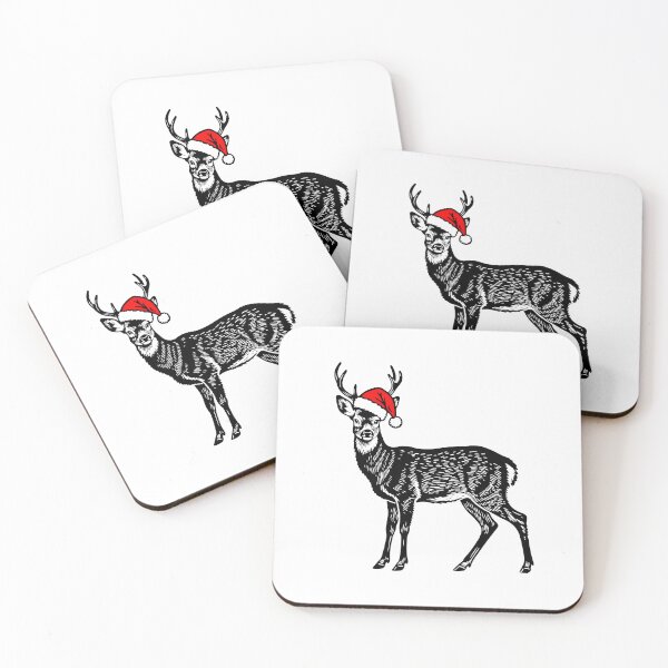Item preview, Christmas Roe Deer Silhouette | Deer with Santa Hat | Black and White Holiday Art designed and sold by JollyCritters.