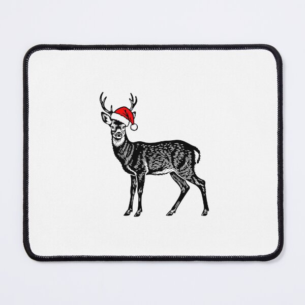 Item preview, Christmas Roe Deer Silhouette | Deer with Santa Hat | Black and White Holiday Art designed and sold by JollyCritters.