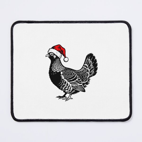 Item preview, Christmas Grouse Silhouette | Bird with Santa Hat | Black and White Holiday Art designed and sold by JollyCritters.