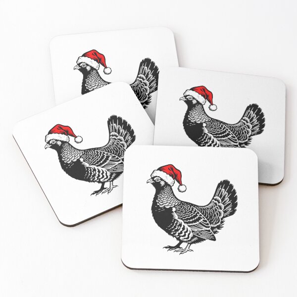 Item preview, Christmas Grouse Silhouette | Bird with Santa Hat | Black and White Holiday Art designed and sold by JollyCritters.