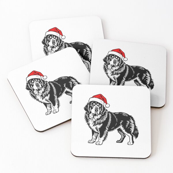 Item preview, Christmas Tibetan Mastiff Silhouette | Dog with Santa Hat | Black and White Holiday Art designed and sold by JollyCritters.