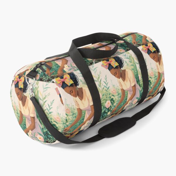 Item preview, Black Girl Gardening Wearing Colorful Bow designed and sold by lovelywhimsyart.
