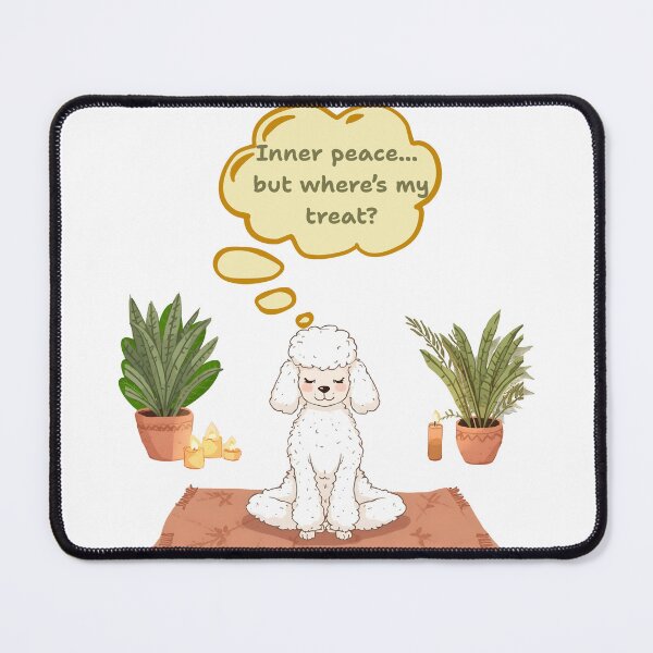 Item preview, "Yoga Dog Wisdom – Funny Poodle Finding Inner Peace (and Treats) meditation" designed and sold by VibranPalette.