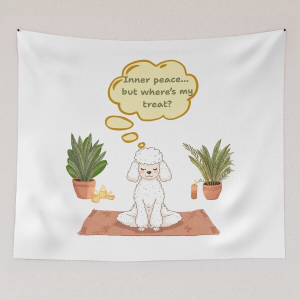 Item preview, "Yoga Dog Wisdom – Funny Poodle Finding Inner Peace (and Treats) meditation" designed and sold by VibranPalette.