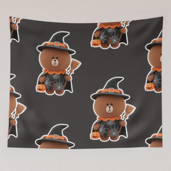 Item preview, LINE Friends Brown Bear Kawaii Witch - Halloween Witch Bear - Spooky Cute Design designed and sold by William Cano.