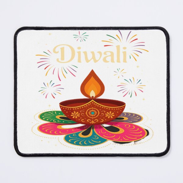 Item preview, Diwali Celebration Diya Lamp with Rangoli and Fireworks Design designed and sold by Agrawal Fashion .