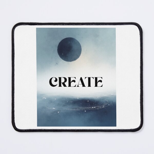 Item preview, Create: A Minimalist, Cosmic Abstraction The Power to Create: Abstract Lunar Art Deep Blue Creation: Minimalist Text and Shape designed and sold by DreamF.