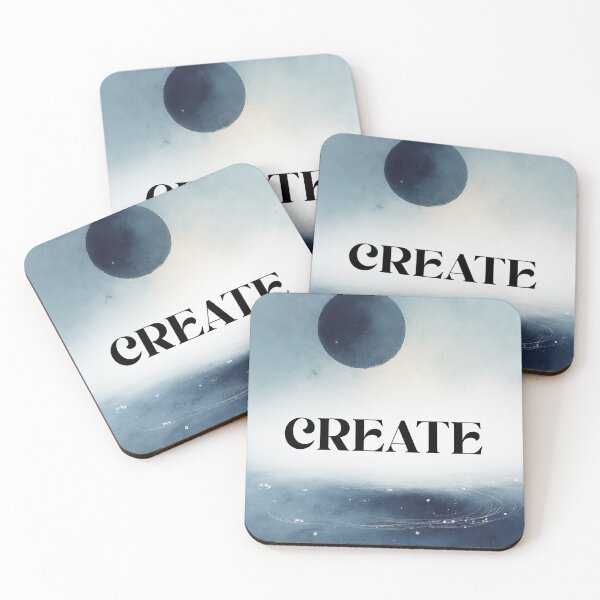 Item preview, Create: A Minimalist, Cosmic Abstraction ​The Power to Create: Abstract Lunar Art ​Deep Blue Creation: Minimalist Text and Shape designed and sold by DreamF.