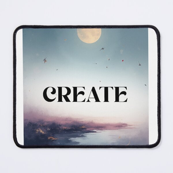 Item preview, Create: A Minimalist, Cosmic Abstraction The Power to Create: Abstract Lunar Art Deep Blue Creation: Minimalist Text and Shape designed and sold by DreamF.