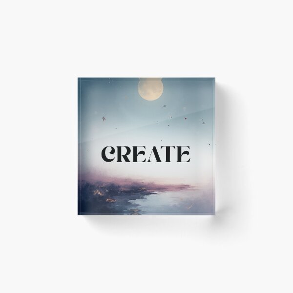 Item preview, Create: A Minimalist, Cosmic Abstraction ​The Power to Create: Abstract Lunar Art ​Deep Blue Creation: Minimalist Text and Shape designed and sold by DreamF.
