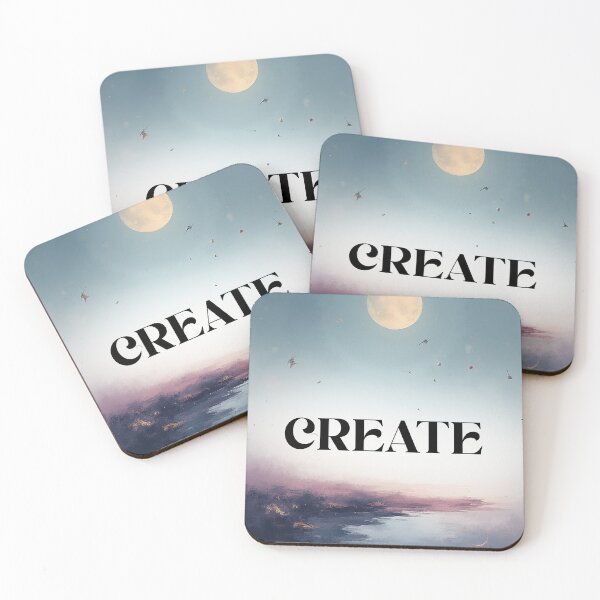 Item preview, Create: A Minimalist, Cosmic Abstraction ​The Power to Create: Abstract Lunar Art ​Deep Blue Creation: Minimalist Text and Shape designed and sold by DreamF.