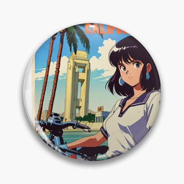 Item preview, Retro Anime Girl Cute California EE.UU Travel 80s Design designed and sold by ANIMEX00.
