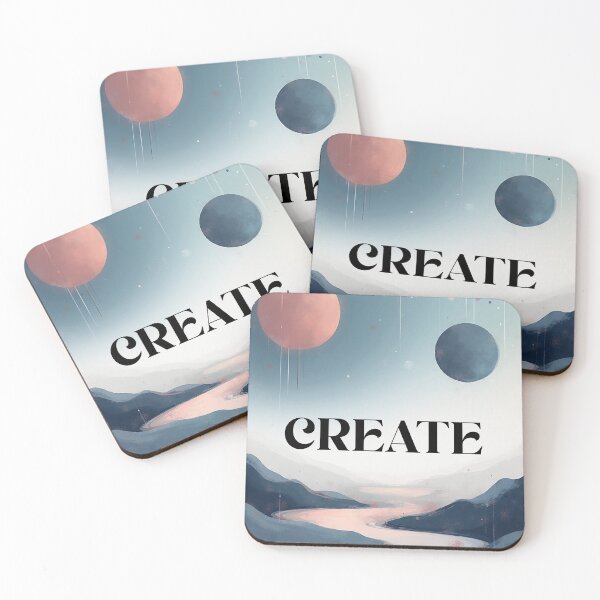 Item preview, Create: A Minimalist, Cosmic Abstraction ​The Power to Create: Abstract Lunar Art ​Deep Blue Creation: Minimalist Text and Shape designed and sold by DreamF.