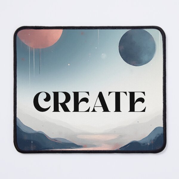 Item preview, Create: A Minimalist, Cosmic Abstraction The Power to Create: Abstract Lunar Art Deep Blue Creation: Minimalist Text and Shape designed and sold by DreamF.