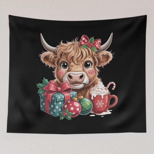 Item preview, Cute Baby Highland Cow Merry Christmas Farmer Cow Xmas designed and sold by brynatshop.