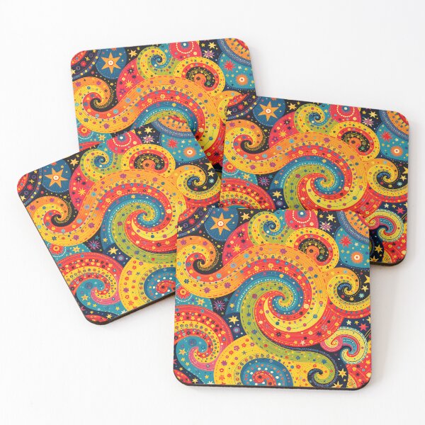 Item preview, Psychedelic Bloom: Retro Swirls & Stars Pattern designed and sold by Prints and Lifestyle.