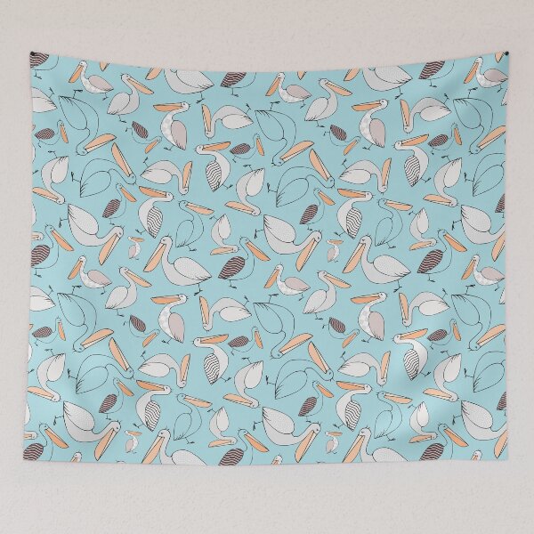 Item preview, Pelicans Galore Seamless Pattern, Blue designed and sold by anzelas.