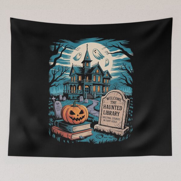 Item preview, Welcome To The Haunted Library Book Lovers Halloween designed and sold by ClassicAnthony.