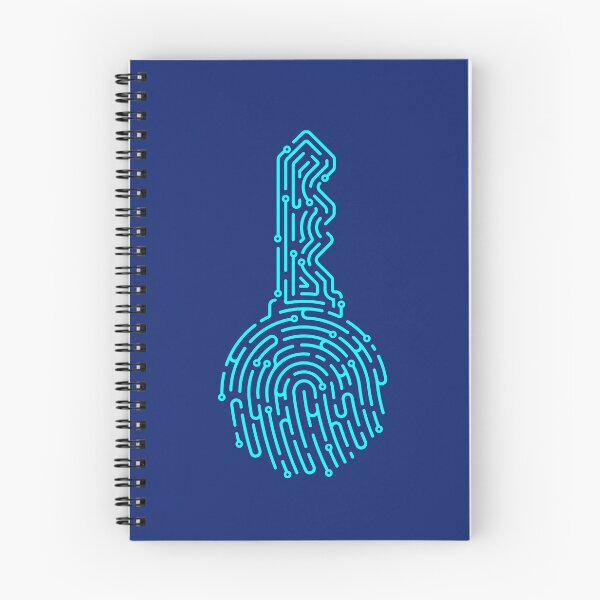 Item preview, concept of private key or digital key, lined graphic of key shape combined with fingerprint managed in editable path designed and sold by NiamLab.