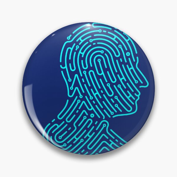 Item preview, concept of deep learning or machine learning, graphic of AI head combined with fingerprint pattern designed and sold by NiamLab.
