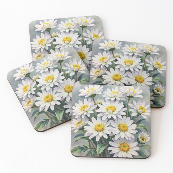 Item preview, White daisy floral art. Country daisy with yellow heart. Floral design. White flowers blossom. Wild flowers. White flowers. designed and sold by PlaceToBuyGifts.