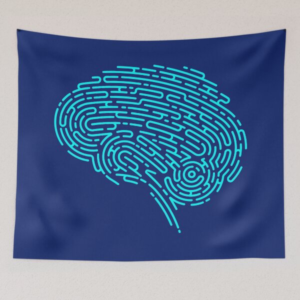 Item preview, concept of EEG or electroencephalogram, lined graphic of brain shape combined with fingerprint  designed and sold by NiamLab.