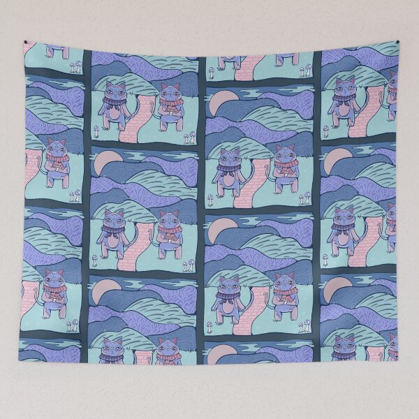 Item preview, Cat Friends in the Mountains  designed and sold by crestfallenmermaid.