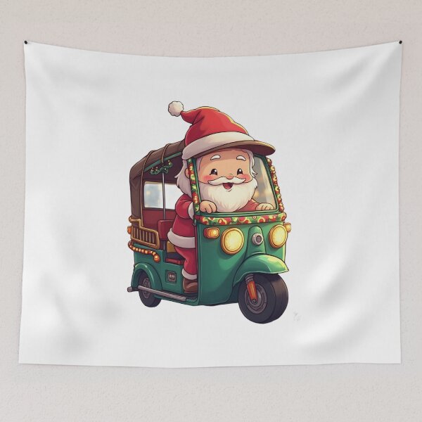 Item preview, Thai Santa Chibi Riding Tuk Tuk – Cute Kawaii Christmas Illustration designed and sold by TH cartoon world.