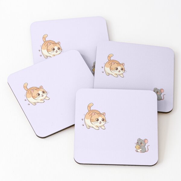 Item preview, Cute Cat and Mouse – Kawaii Friends Cartoon Art designed and sold by Tidarat-27.
